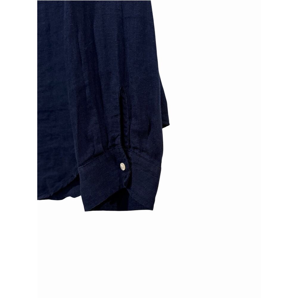 Lilly Pulitzer Sea View Shirt Womens Size M True Navy 100% Linen Button Down - Picture 4 of 10